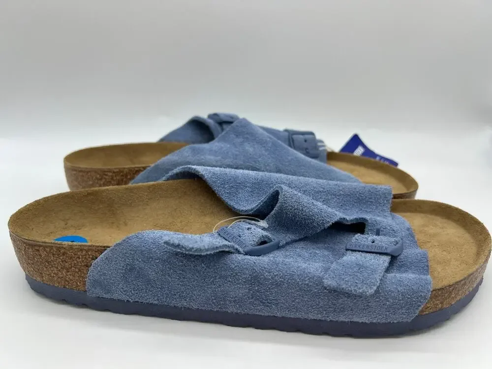 Birkenstock Zurich Sandals Suede Elemental Blue Buckle Mule Men Size 10 NWT